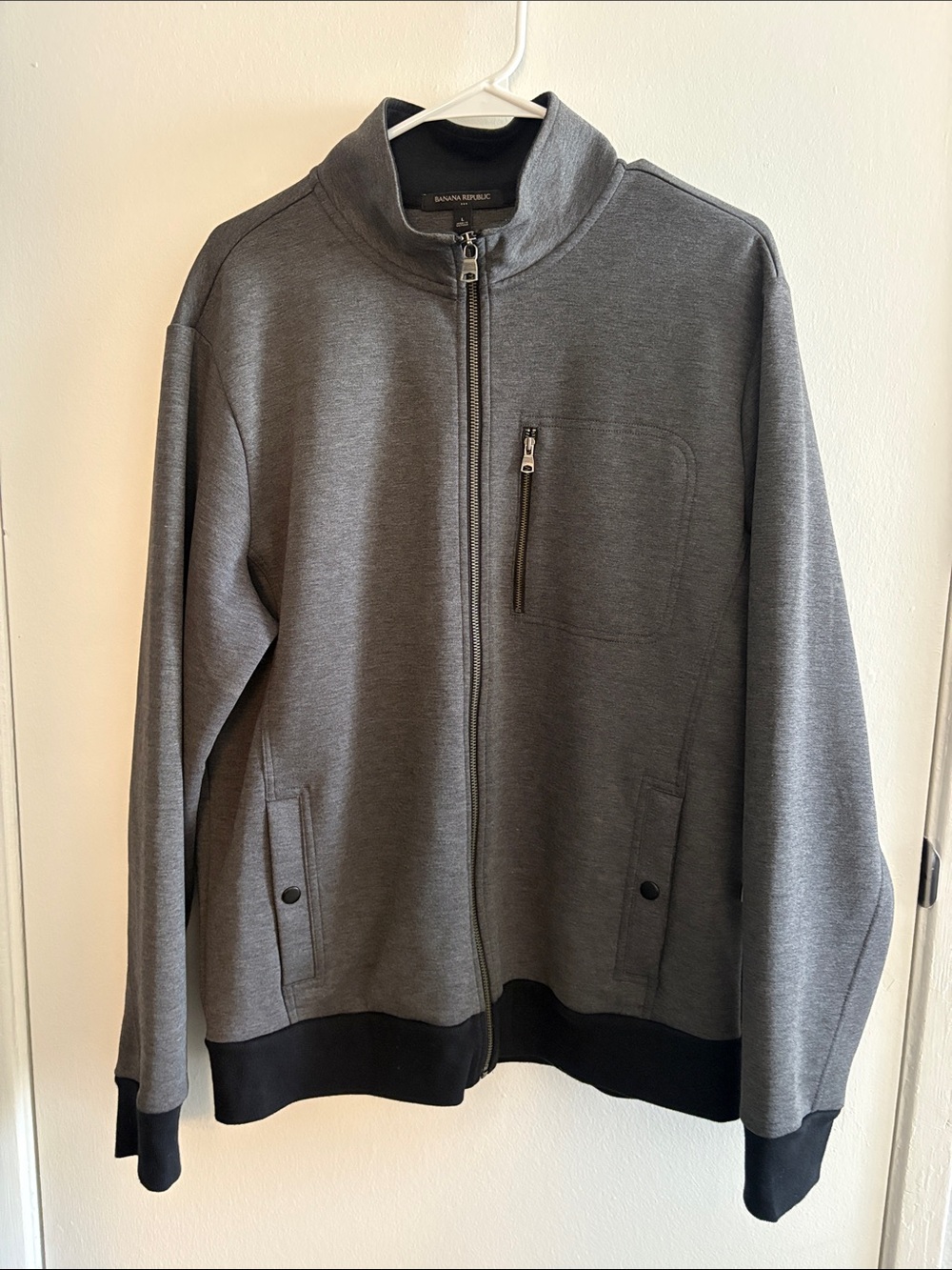 Banana Republic Men's Charcoal Grey Zip-Up Sweater Jacket